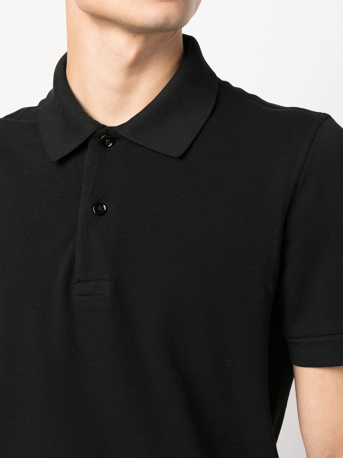 TOM FORD MEN Short Sleeve Knitted Polo Shirt Black - MAISONDEFASHION.COM