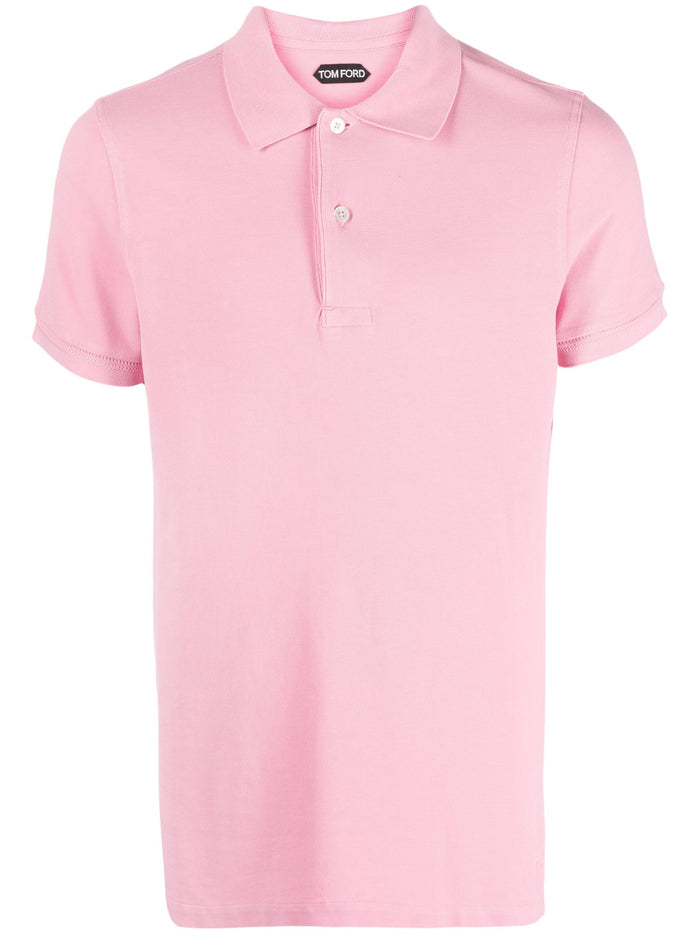 TOM FORD Short Sleeve Knitted Polo Shirt Light Pink - MAISONDEFASHION.COM