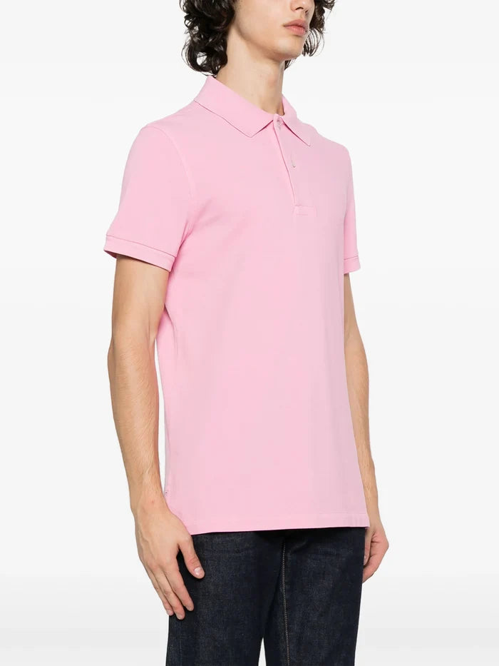 TOM FORD Short Sleeve Knitted Polo Shirt Light Pink - MAISONDEFASHION.COM
