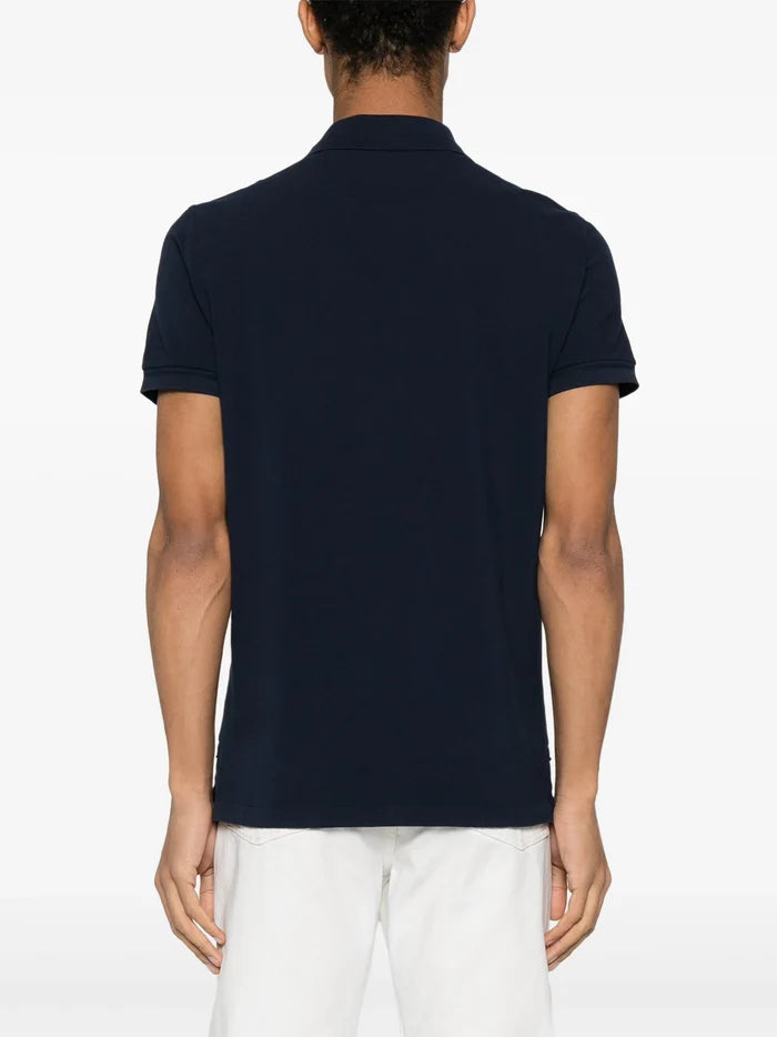 TOM FORD Short Sleeve Knitted Polo Shirt Navy - MAISONDEFASHION.COM