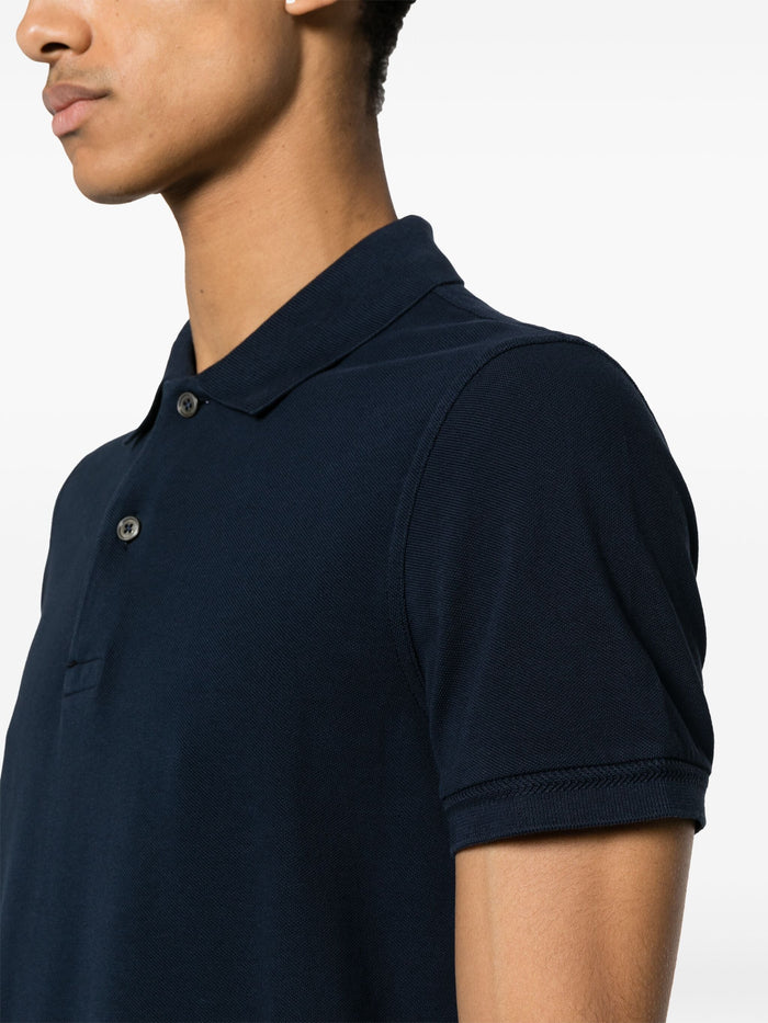 TOM FORD Short Sleeve Knitted Polo Shirt Navy - MAISONDEFASHION.COM