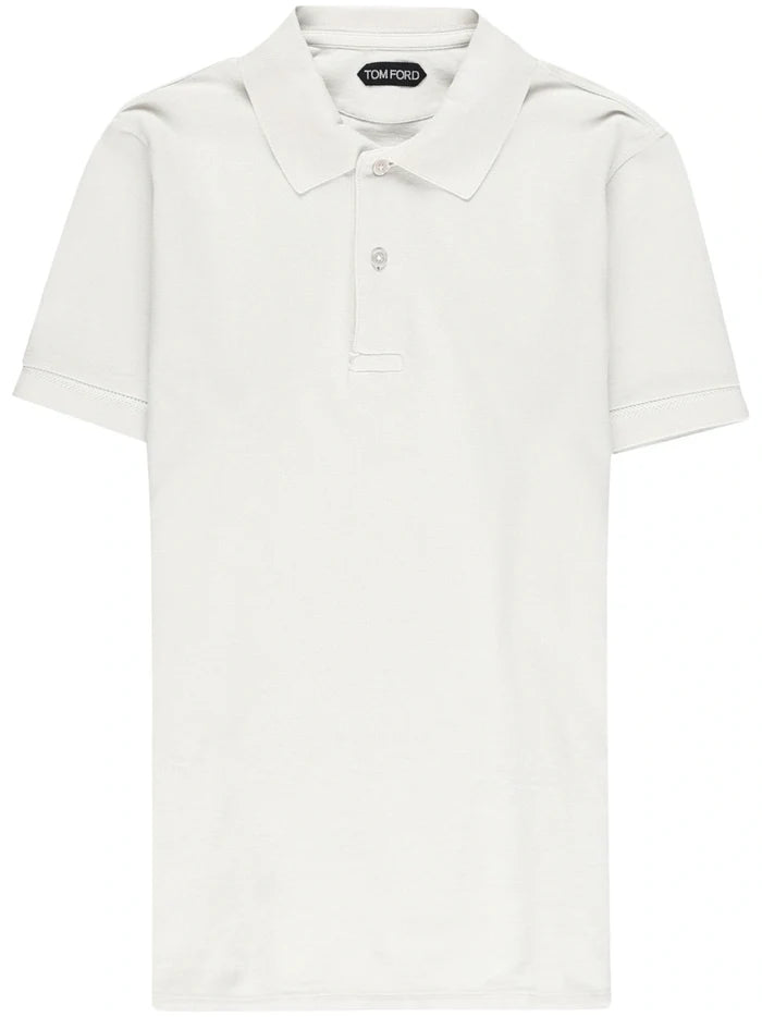 TOM FORD Knitted Polo Shirt Ecru - MAISONDEFASHION.COM