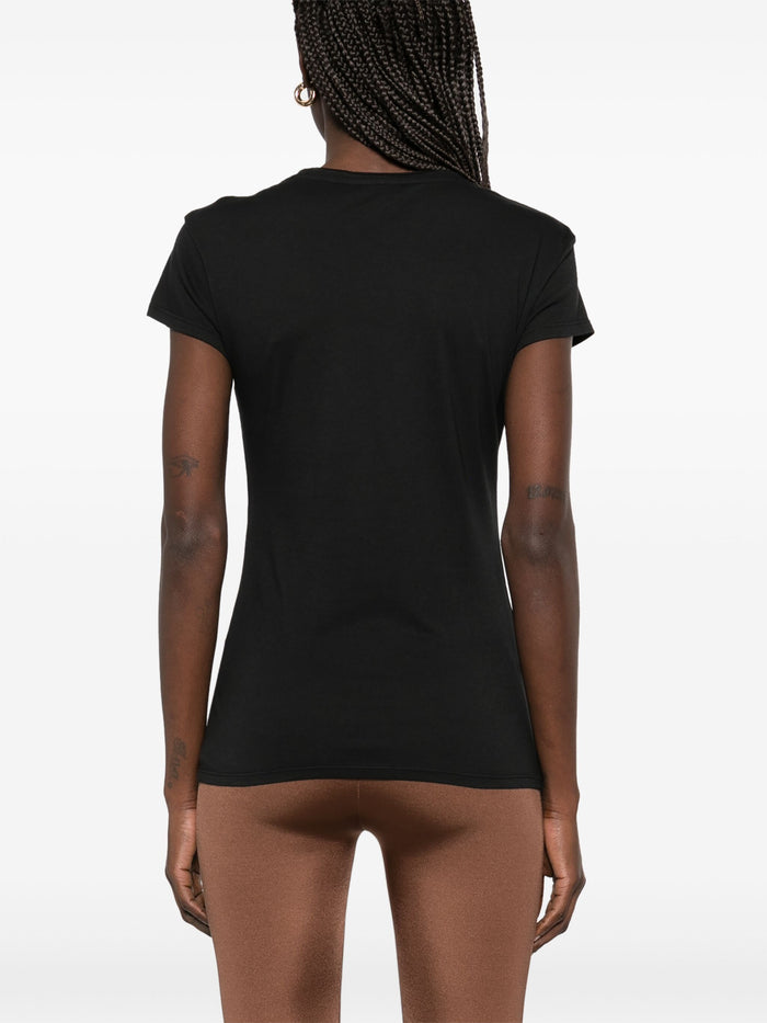 TOM FORD WOMEN Logo Silk T-Shirt Black - MAISONDEFASHION.COM