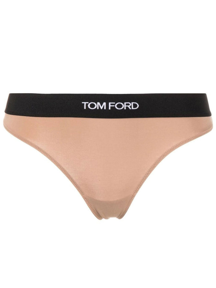 TOM FORD WOMEN Logo Stretch Thong Dusty Rose - MAISONDEFASHION.COM