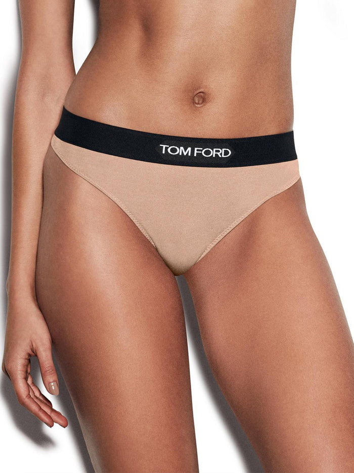 TOM FORD WOMEN Logo Stretch Thong Dusty Rose - MAISONDEFASHION.COM