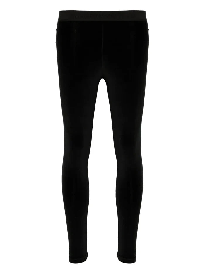TOM FORD WOMEN Logo Stretch Velvet Leggings Black - MAISONDEFASHION.COM