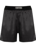 TOM FORD WOMEN Logo Waistband Silk Shorts Black - MAISONDEFASHION.COM