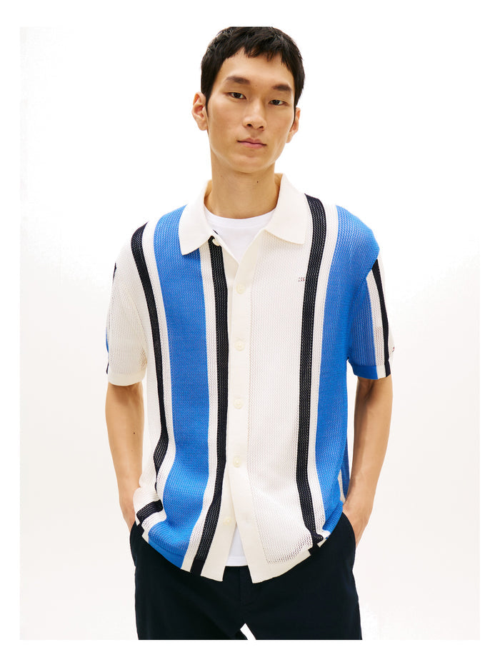 TOMMY HILFIGER Athleisure Open Knit Ss Shirt Ivory Petal - image 2