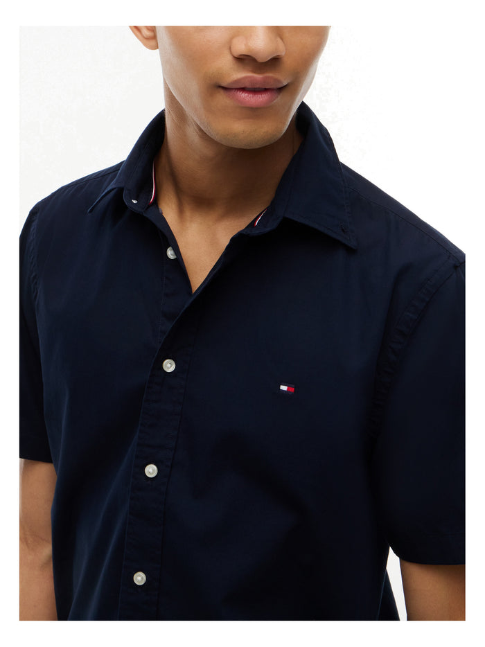 TOMMY HILFIGER Core Flex Poplin Solid S/S Shirt Navy Blue - image 4