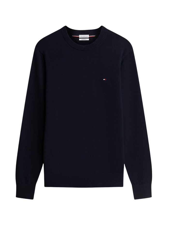 TOMMY HILFIGER Crew Neck Jumper With Cashmere Navy Blue