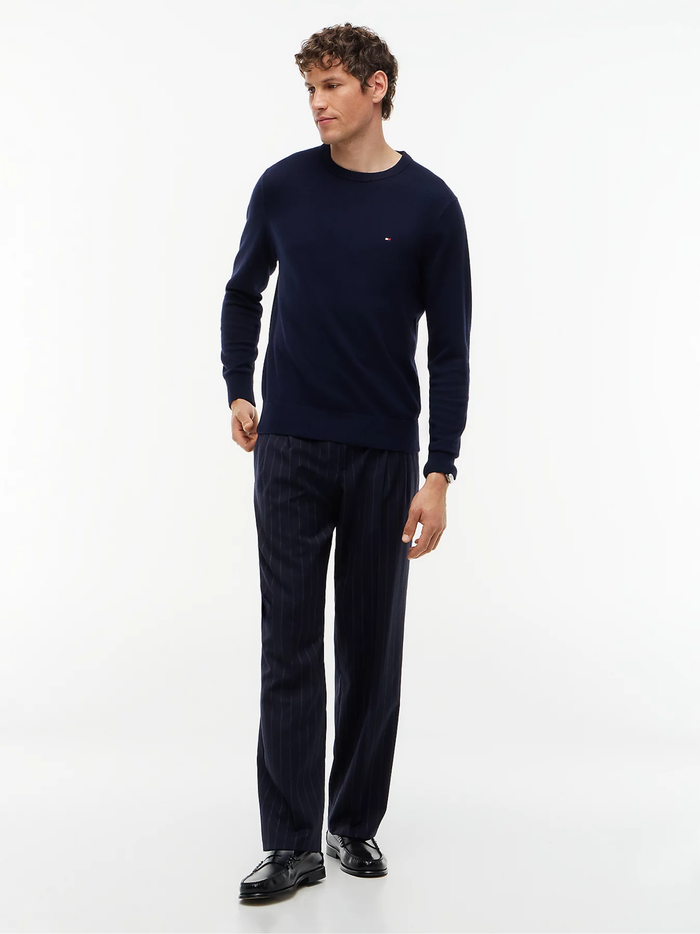 TOMMY HILFIGER Crew Neck Jumper With Cashmere Navy Blue