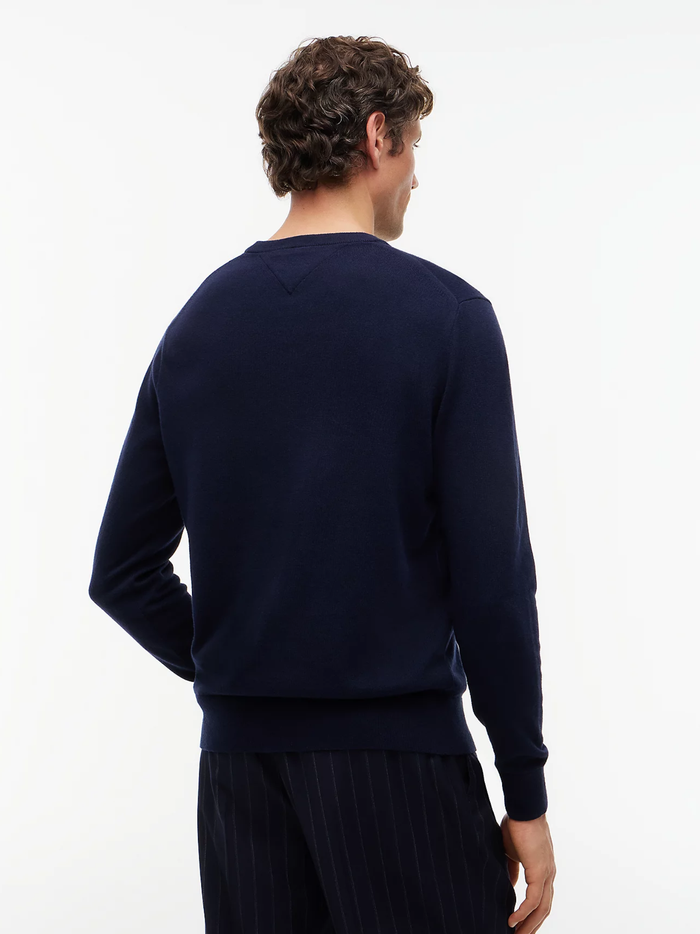 TOMMY HILFIGER Crew Neck Jumper With Cashmere Navy Blue
