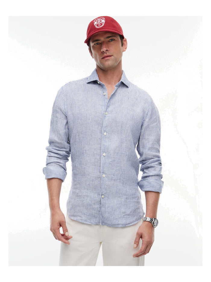 TOMMY HILFIGER Dc Linen Stripe Shirt Carbon Navy/Ecru - image 2