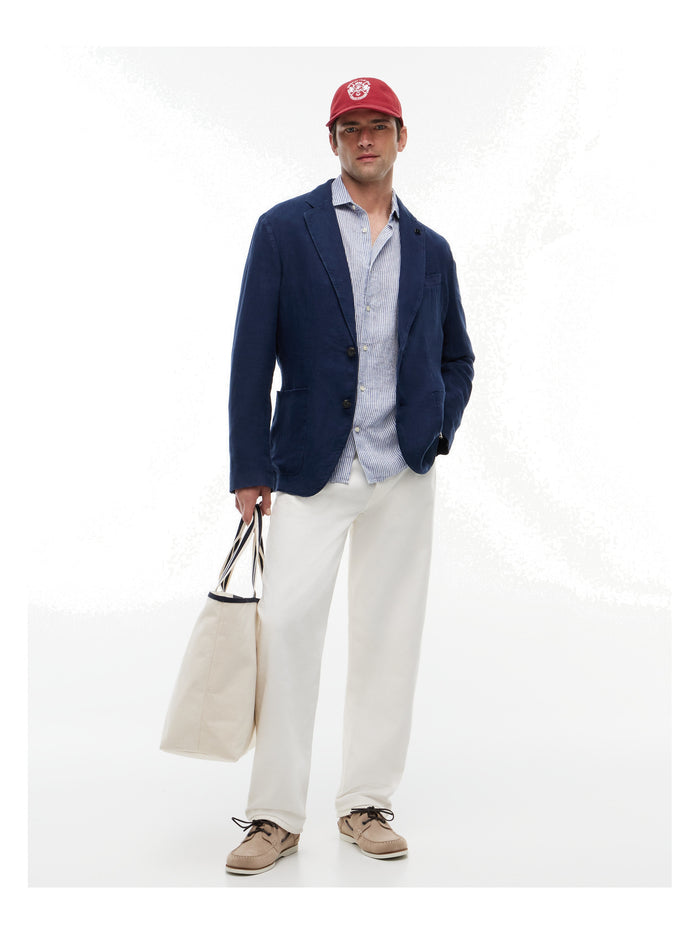 TOMMY HILFIGER Dc Linen Stripe Shirt Carbon Navy/Ecru - image 3