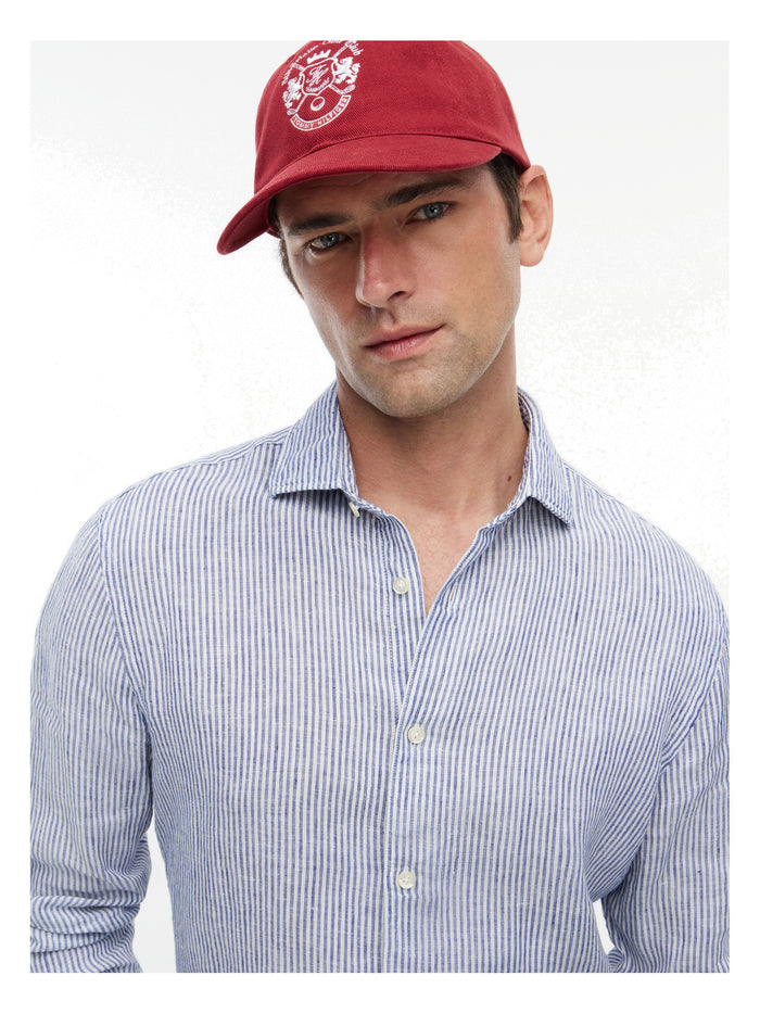 TOMMY HILFIGER Dc Linen Stripe Shirt Carbon Navy/Ecru - image 4