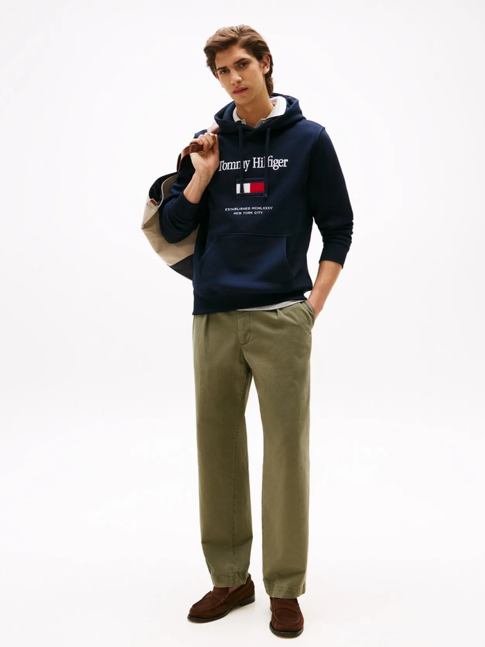 TOMMY HILFIGER Embroidered Flag Hoodie Navy
