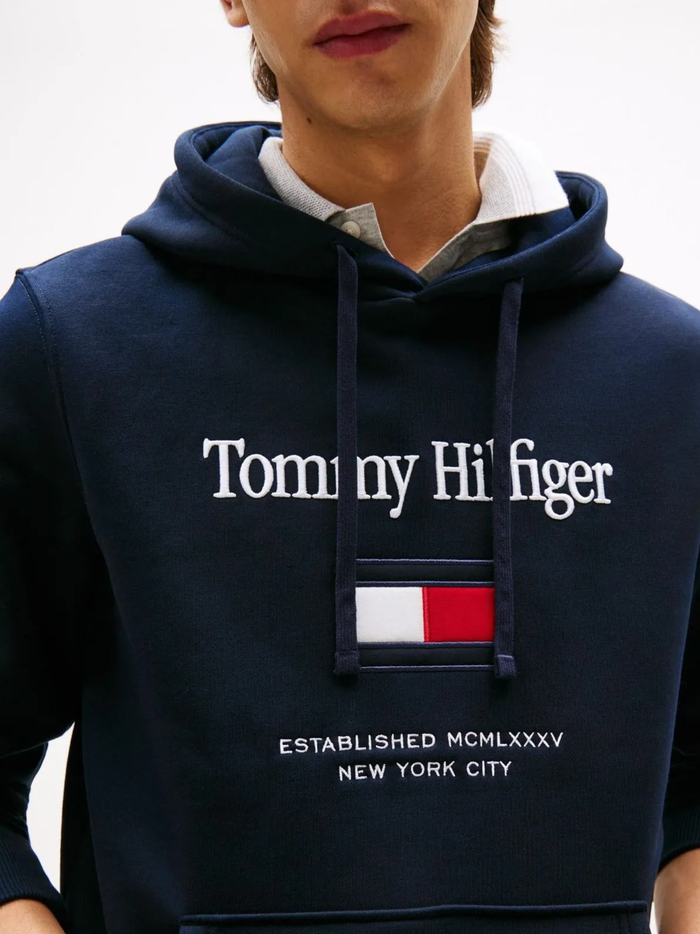 TOMMY HILFIGER Embroidered Flag Hoodie Navy