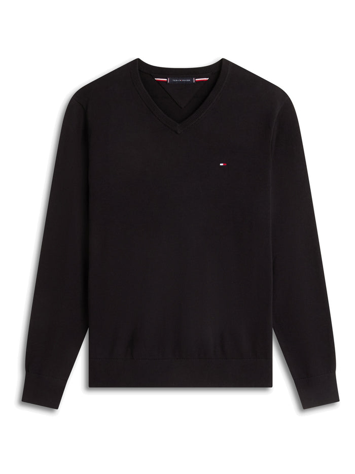 TOMMY HILFIGER Essential Cotton V Neck Black
