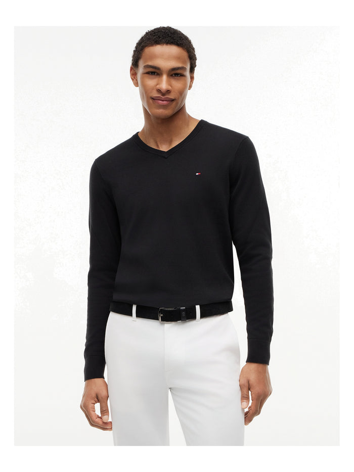 TOMMY HILFIGER Essential Cotton V Neck Black - image 2