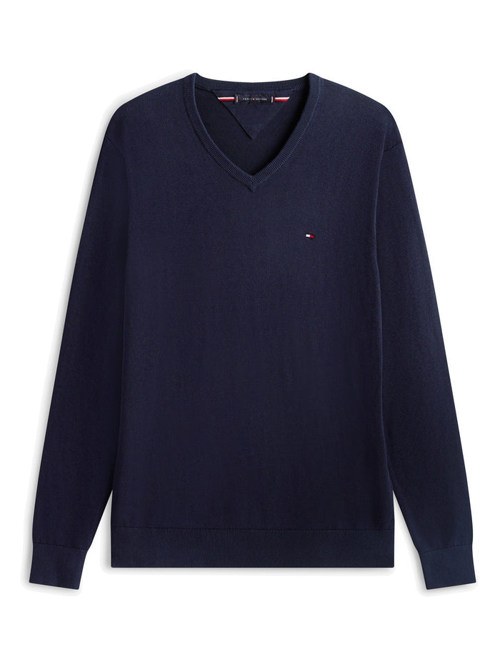 TOMMY HILFIGER Essential Cotton V Neck Desert Sky