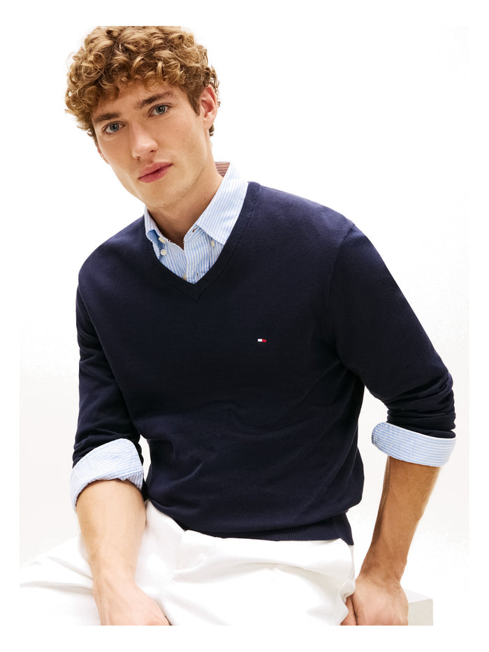 TOMMY HILFIGER Essential Cotton V Neck Desert Sky - image 3