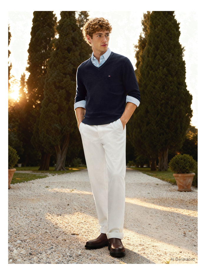TOMMY HILFIGER Essential Cotton V Neck Desert Sky - image 6
