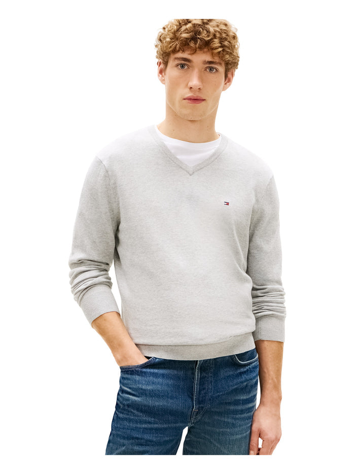 TOMMY HILFIGER Essential Cotton V Neck Light Grey Heather - image 2
