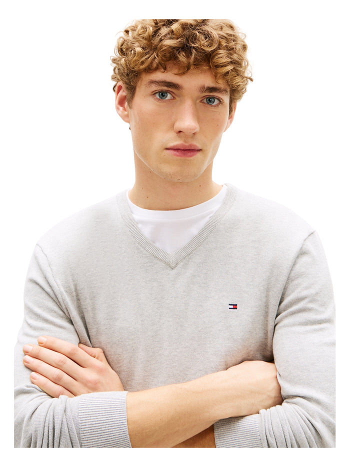 TOMMY HILFIGER Essential Cotton V Neck Light Grey Heather - image 3