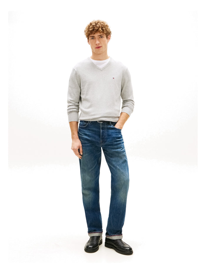 TOMMY HILFIGER Essential Cotton V Neck Light Grey Heather - image 4