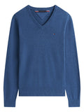 TOMMY HILFIGER Essential Cotton V Neck Aegean Sea Heather