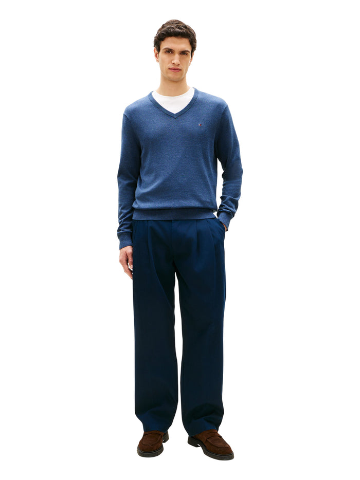 TOMMY HILFIGER Essential Cotton V Neck Aegean Sea Heather - image 4