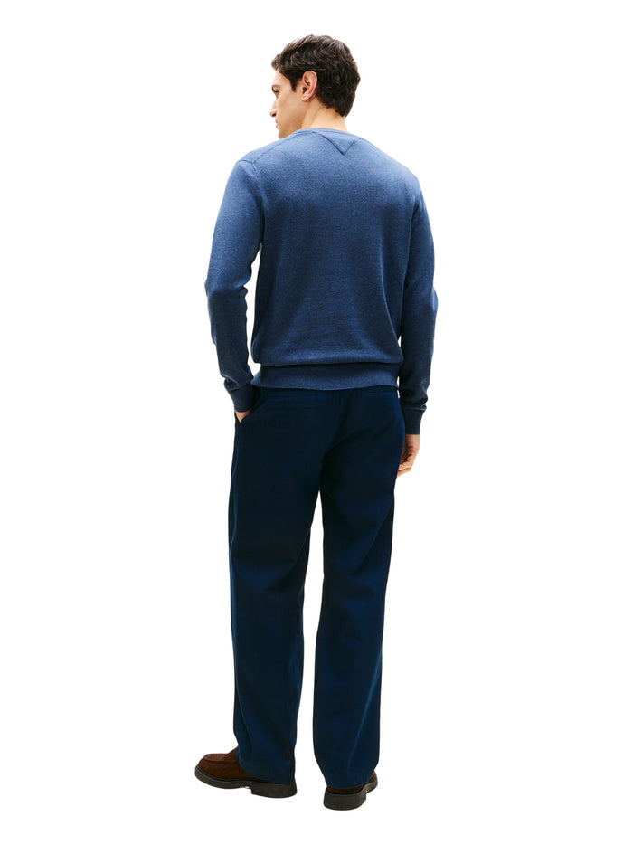 TOMMY HILFIGER Essential Cotton V Neck Aegean Sea Heather - image 5