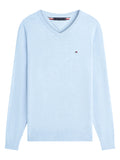 TOMMY HILFIGER Essential Cotton V Neck Vessel Blue Heather