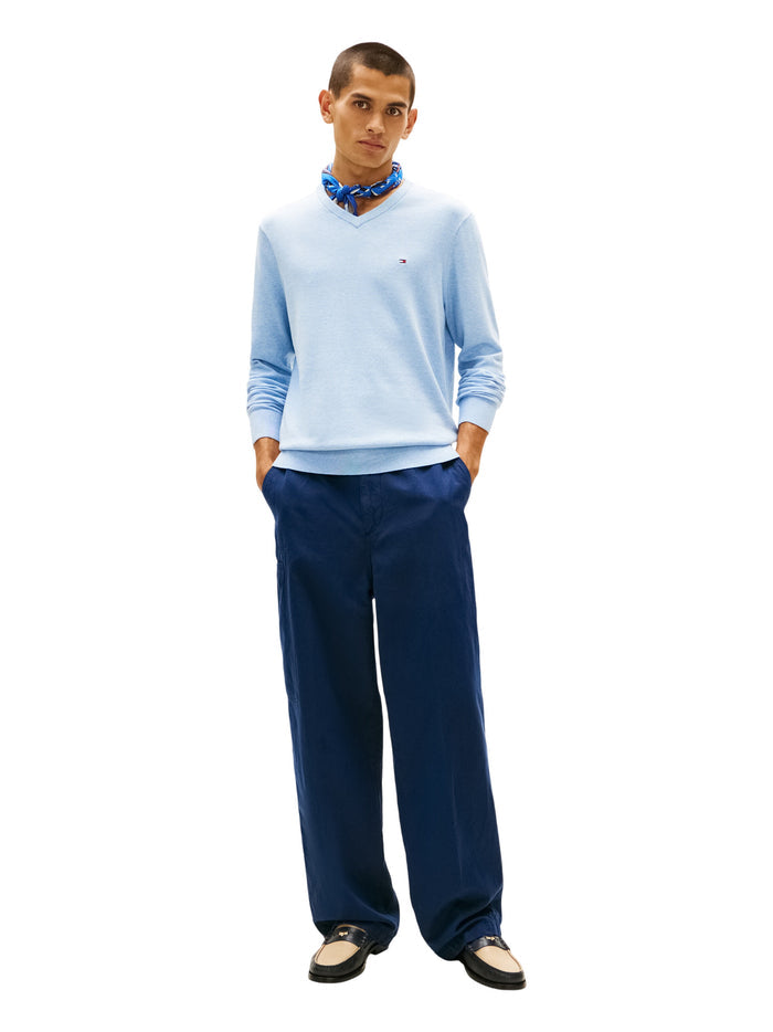 TOMMY HILFIGER Essential Cotton V Neck Vessel Blue Heather - image 4