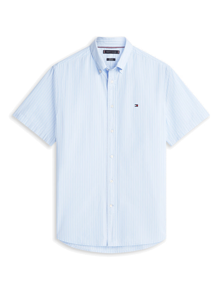 TOMMY HILFIGER Flex Poplin Stp Ss Shirt Sweet Blue / Stripe