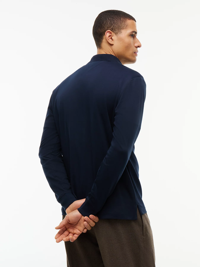 TOMMY HILFIGER Fluid Cotton Long Sleeve Polo Shirt Navy Blue