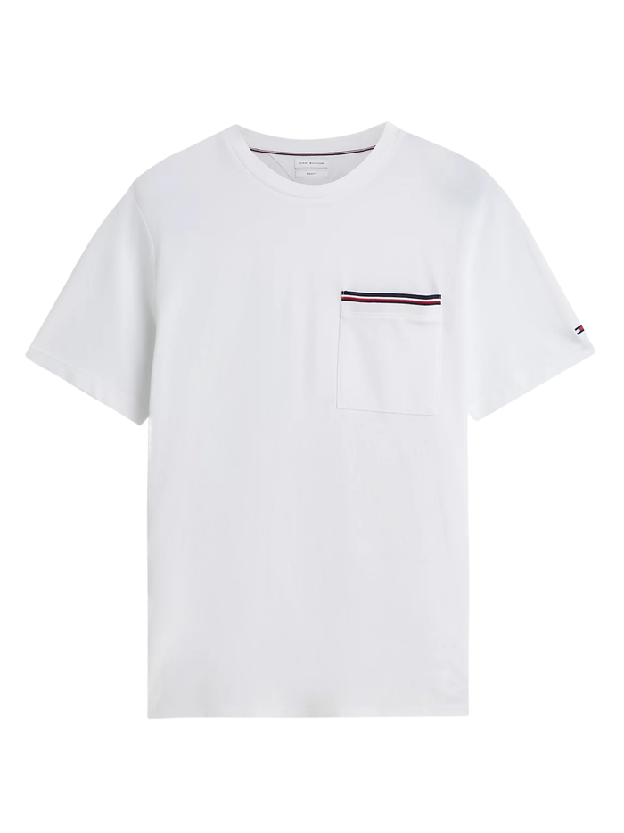 TOMMY HILFIGER Global Stripe Pocket Pique T-Shirt White