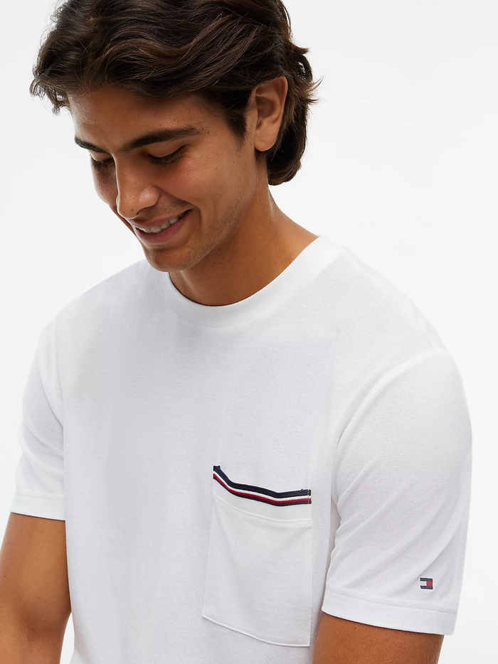 TOMMY HILFIGER Global Stripe Pocket Pique T-Shirt White