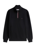 TOMMY HILFIGER Global Stripe Terry Quarter-Zip Sweatshirt Black
