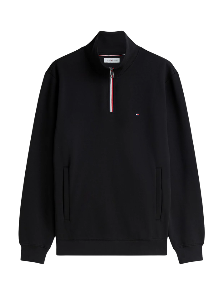 TOMMY HILFIGER Global Stripe Terry Quarter-Zip Sweatshirt Black