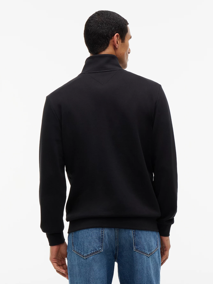 TOMMY HILFIGER Global Stripe Terry Quarter-Zip Sweatshirt Black