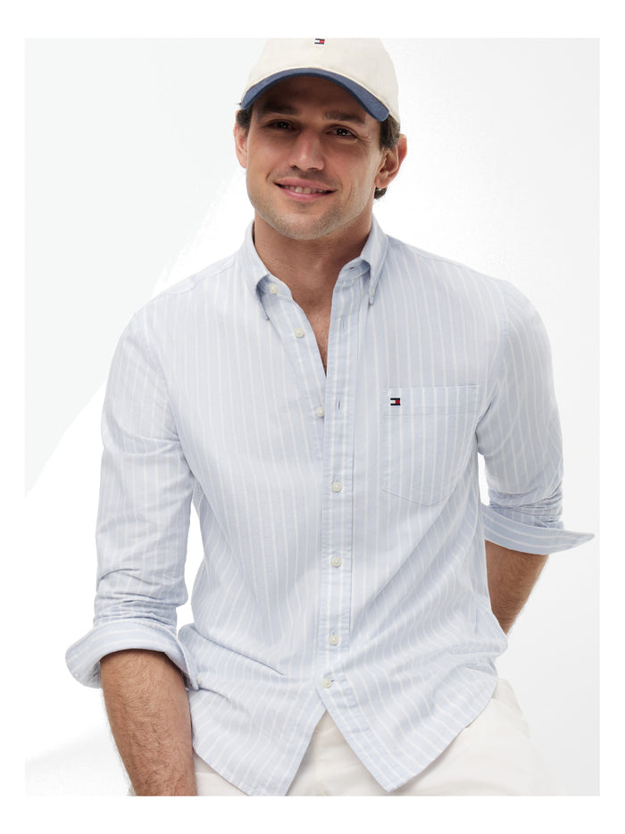 TOMMY HILFIGER Heritage Oxf Wide Stp Rf Shirt Breezy Blue / White - image 4