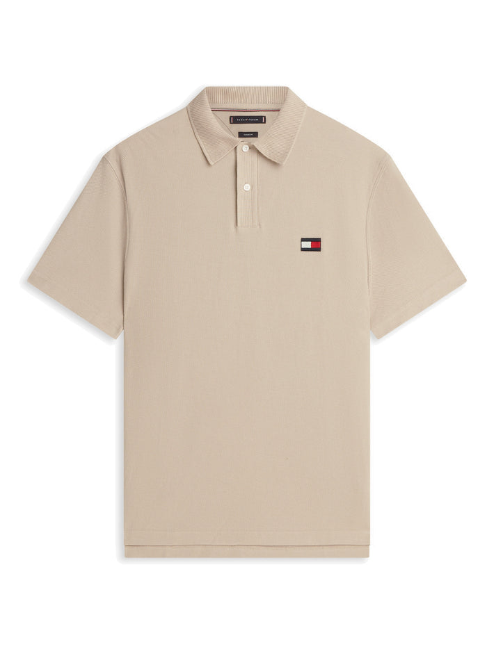 TOMMY HILFIGER Knitted Collar Classic Polo Sandalwood