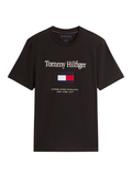 TOMMY HILFIGER Logo Embroidery Crew Neck T-Shirt Black