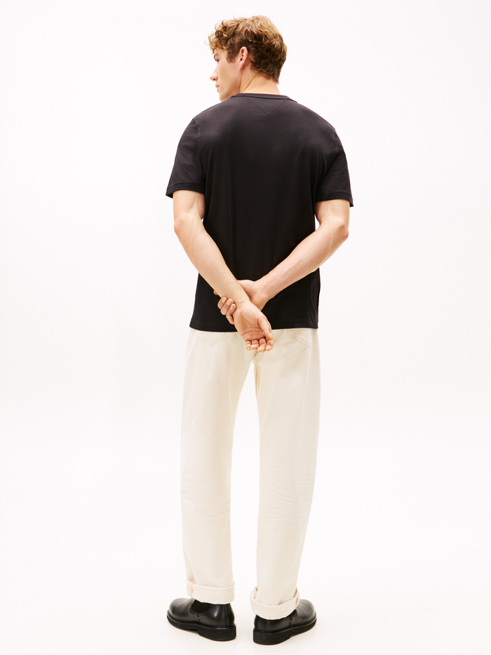 TOMMY HILFIGER Logo Embroidery Crew Neck T-Shirt Black