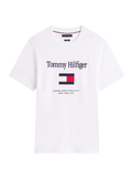 TOMMY HILFIGER Logo Embroidery Crew Neck T-Shirt White