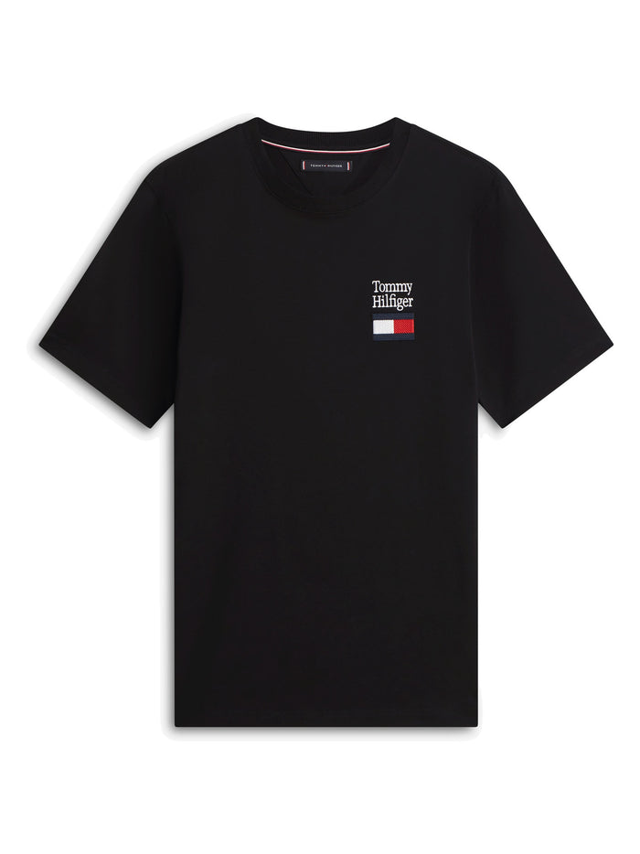 TOMMY HILFIGER Brand Love Text Stack Tee Black