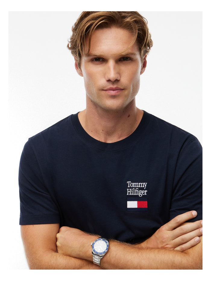 TOMMY HILFIGER Brand Love Text Stack Tee Desert Sky - image 4