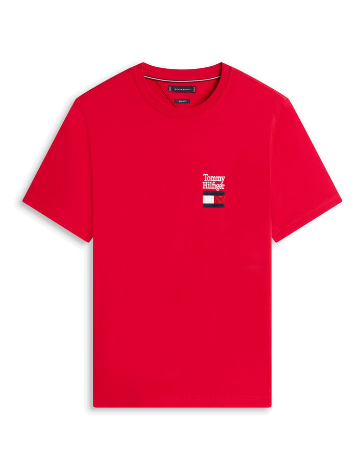 TOMMY HILFIGER Brand Love Text Stack Tee Medium Red