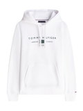 TOMMY HILFIGER Logo Terry Drawstring Hoodie White